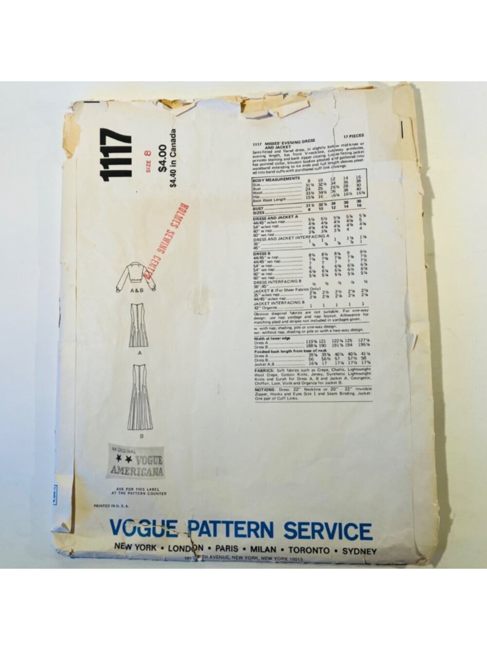 1970s Vogue 1117 Sz 8 Jerry Silverman Evening Dress Jacket Designer Pattern FF - Picture 3 of 8